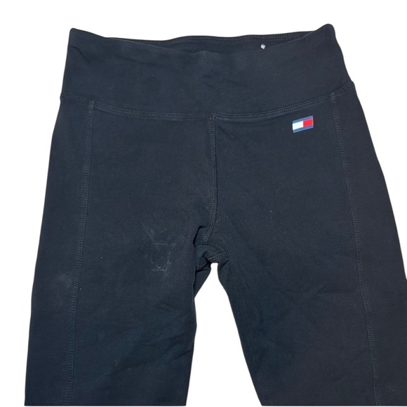 Tommy Hilfiger Sport Black Athletic Legging Size Small Logo Calf - Picture 2 of 9